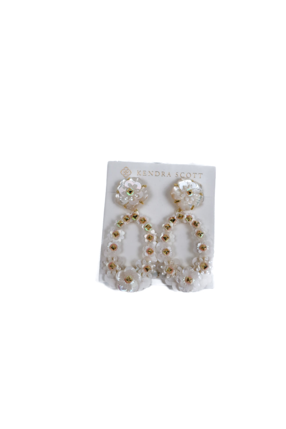 kendra scott white floral drop earrings