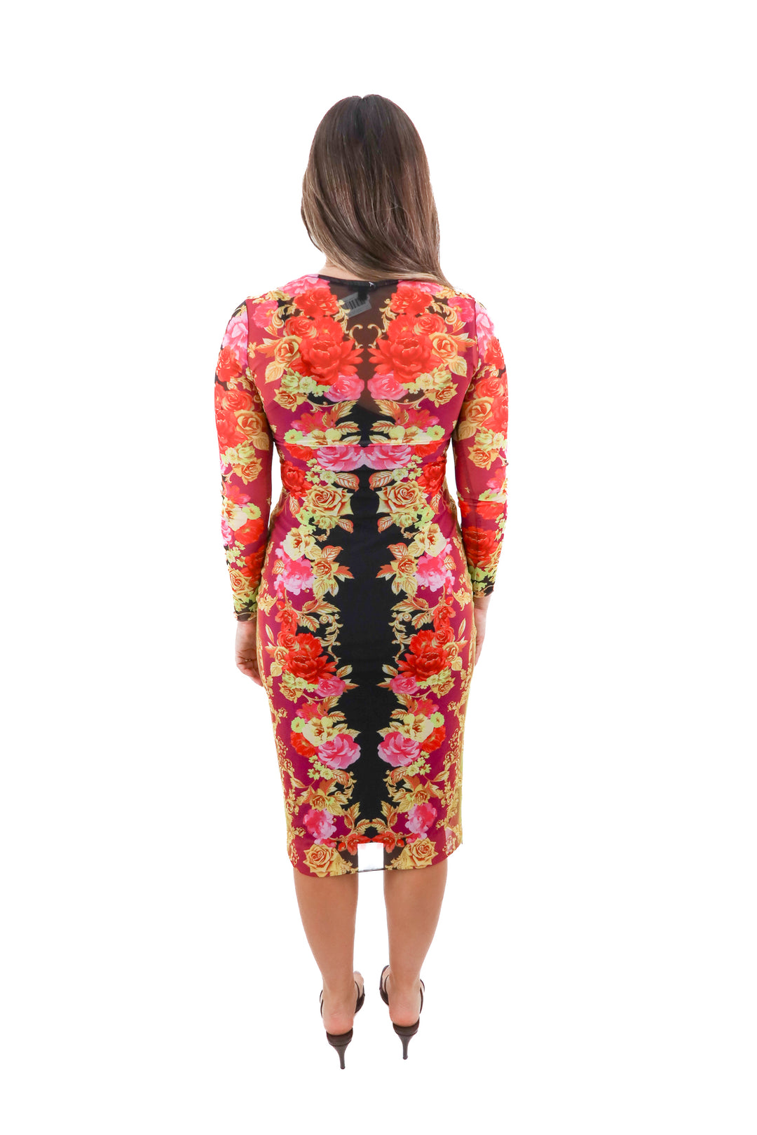 afrm multi floral sheer maxi dress (m; retail $88)