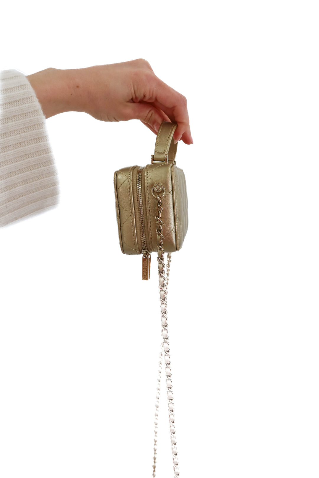 Chanel Metallic Quilted Lambskin Mini Vanity Purse (est. retail $5,400)