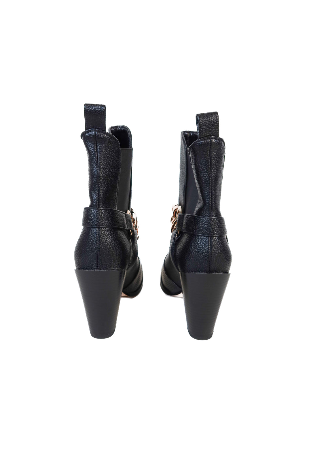 Pretty Little Thing Black Metal Toe Chain Trim Western Boots NWOT (5)
