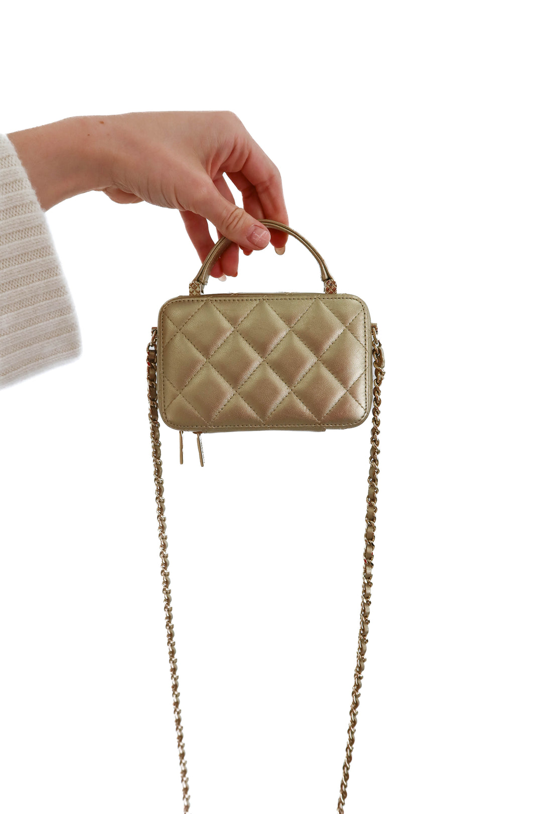 Chanel Metallic Quilted Lambskin Mini Vanity Purse (est. retail $5,400)