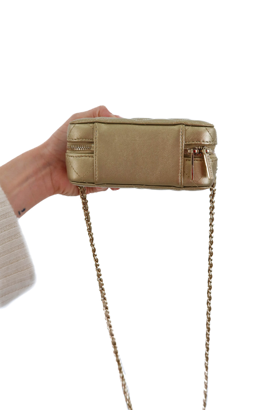 Chanel Metallic Quilted Lambskin Mini Vanity Purse (est. retail $5,400)