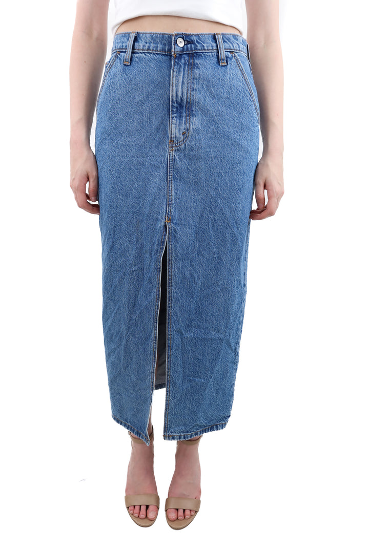abercrombie & fitch high rise medium wash denim maxi skirt (26)