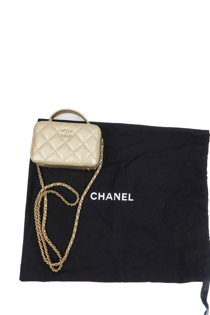 Chanel Metallic Quilted Lambskin Mini Vanity Purse (est. retail $5,400)