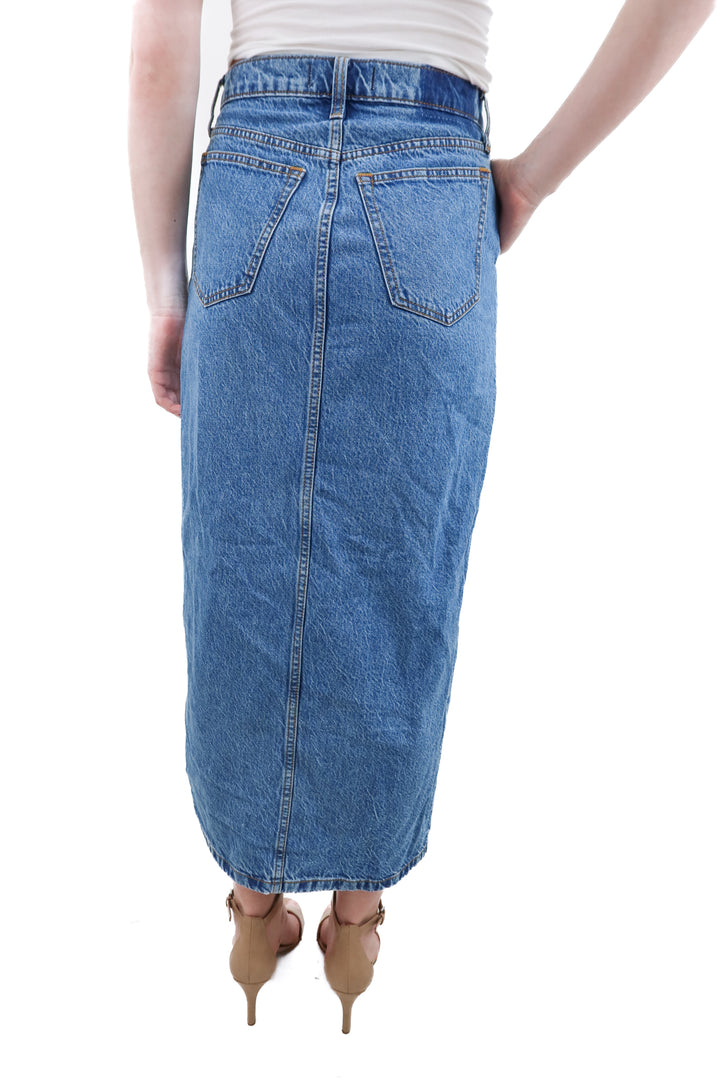 abercrombie & fitch high rise medium wash denim maxi skirt (26)