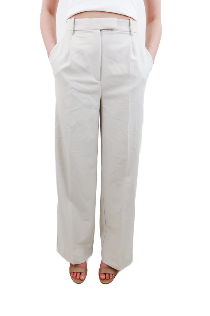zara beige wide leg trouser pants nwt (s; retail $45.90)