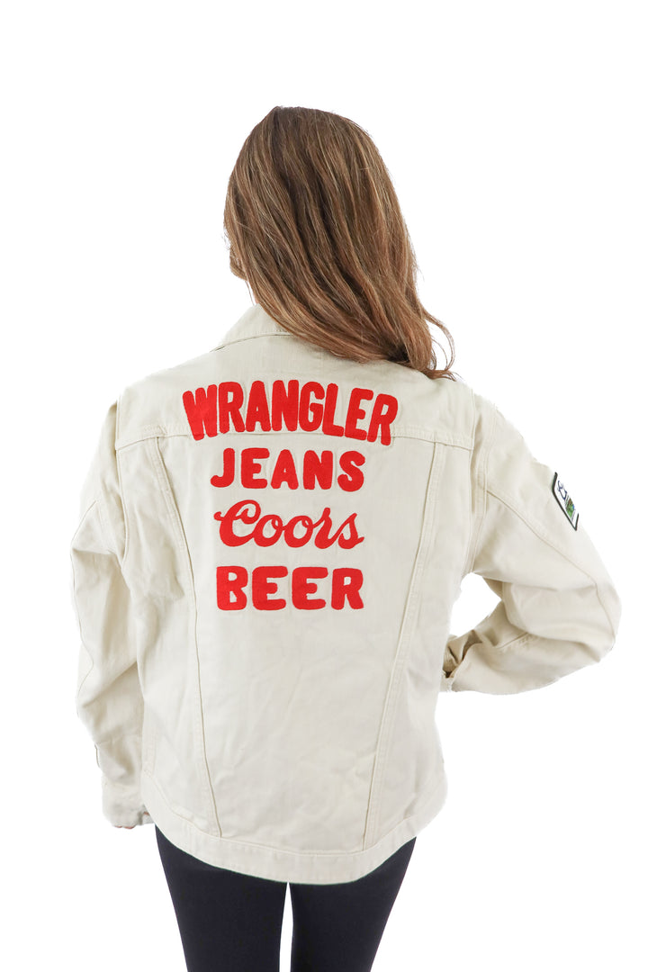 wrangler x coors beige denim jacket NWT (s; retail $124)