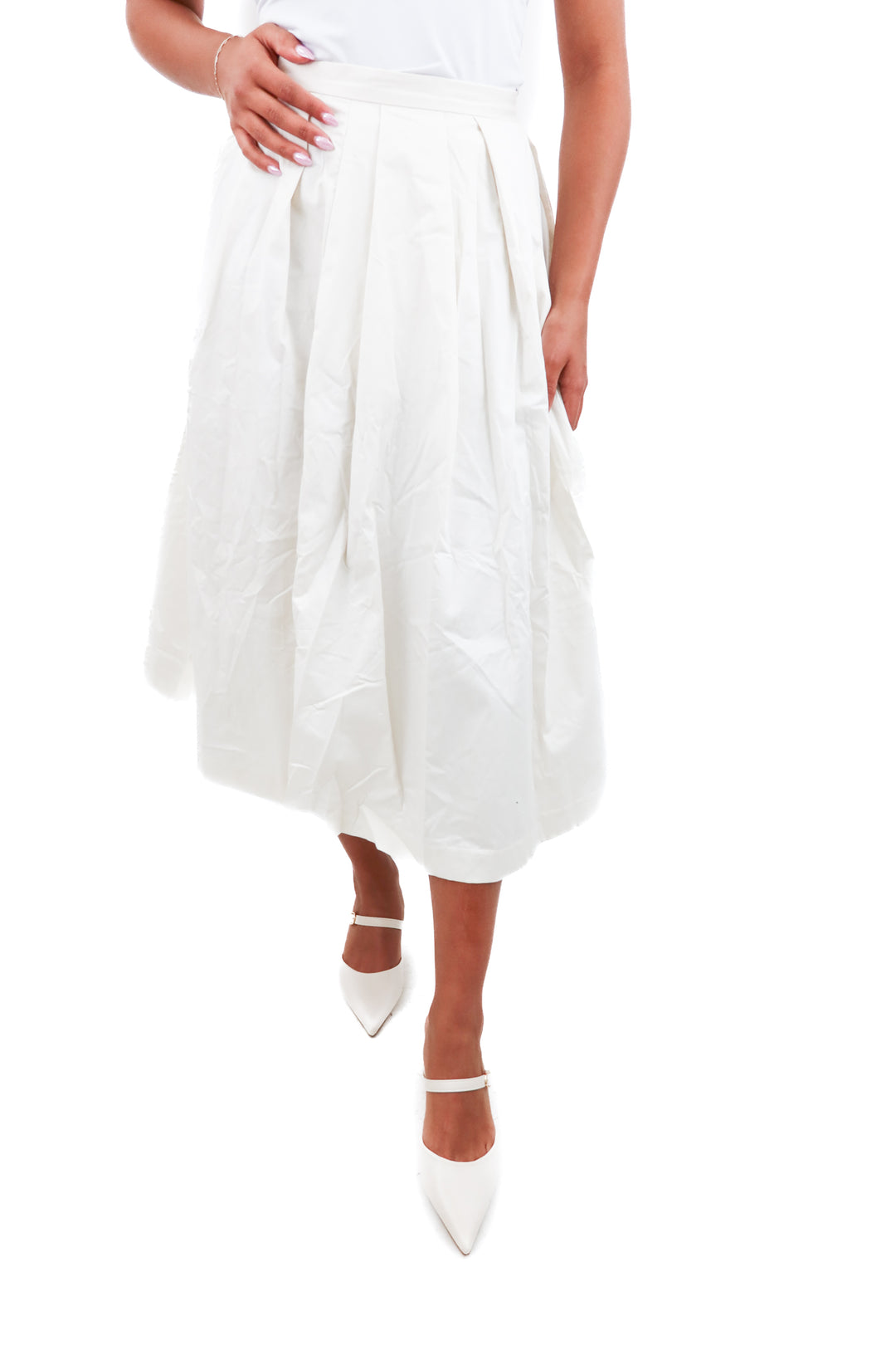 h&m cream pleated long skirt nwt (2)