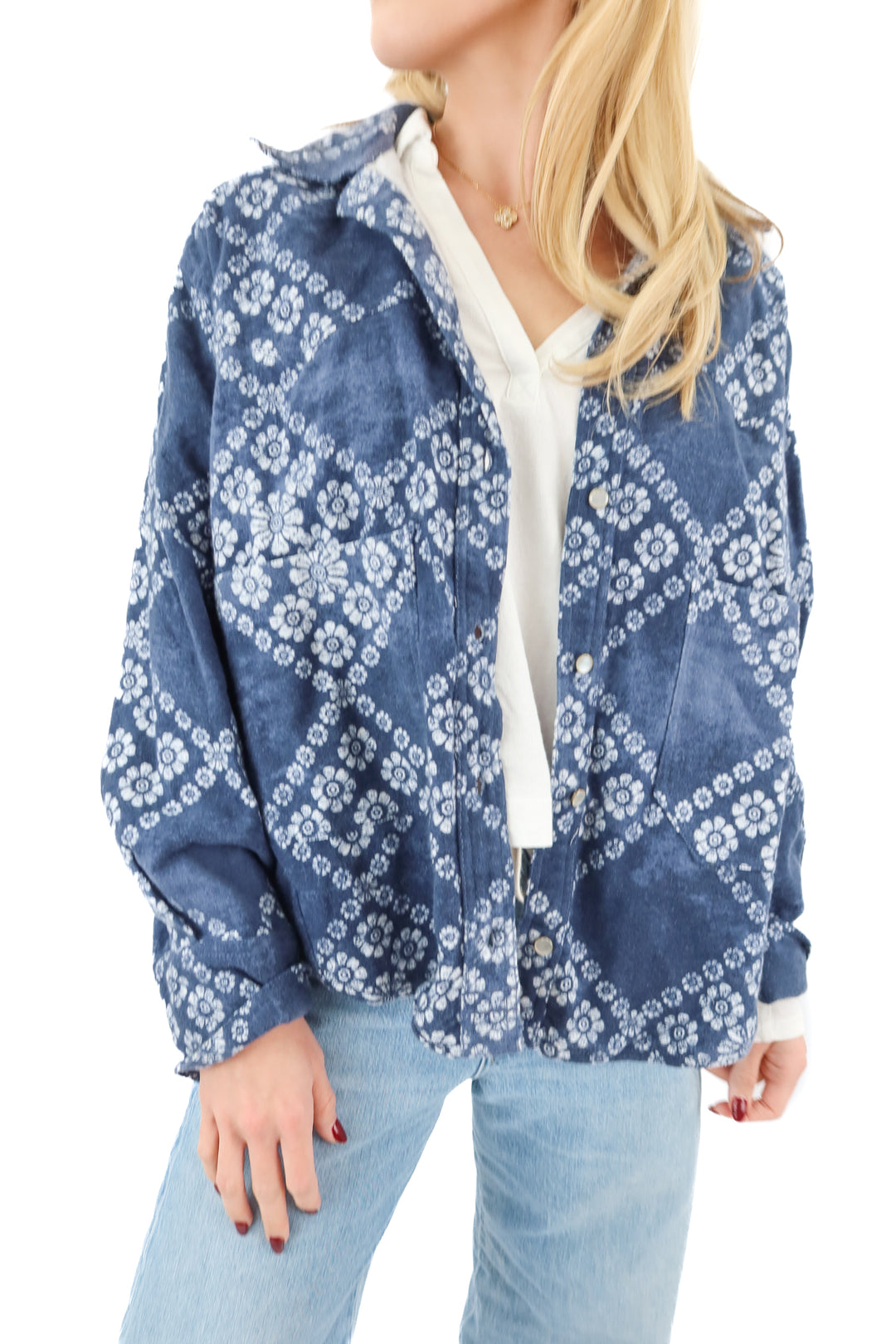 we the free blue floral bandana jacket NWT (xs; retail $198)