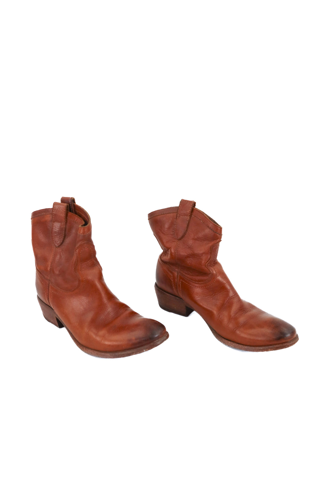 frye brown ankle booties (8; retail $200)