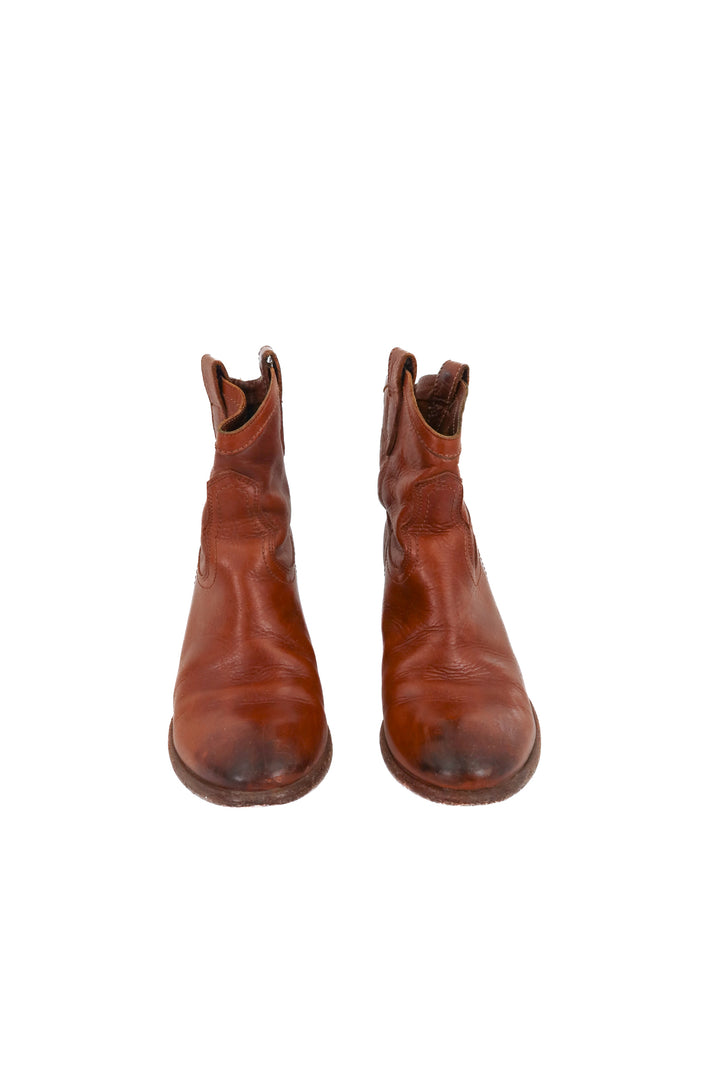 frye brown ankle booties (8; retail $200)