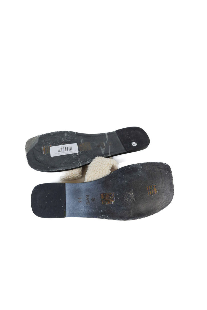 Raye Black and Cream Sherpa Slides (8.5)