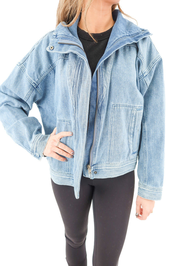 mary lawless lee x splendid denim zip up jacket (s; retail $168)