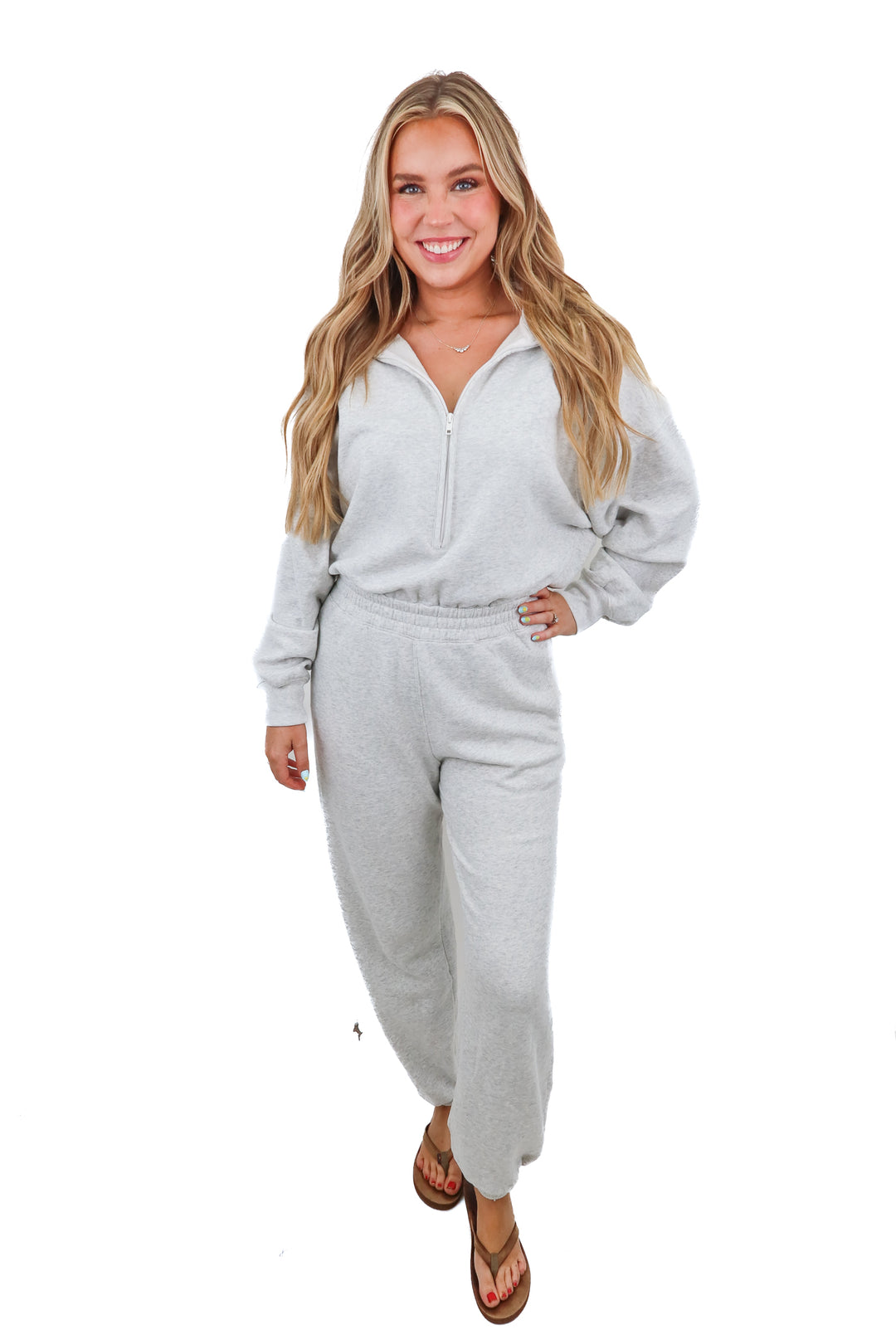 abercrombie & fitch light grey sweat jumpsuit (MT; retail $100)