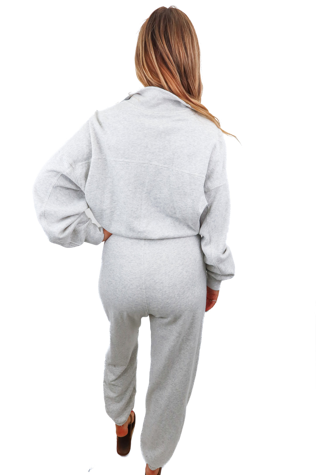 abercrombie & fitch light grey sweat jumpsuit (MT; retail $100)