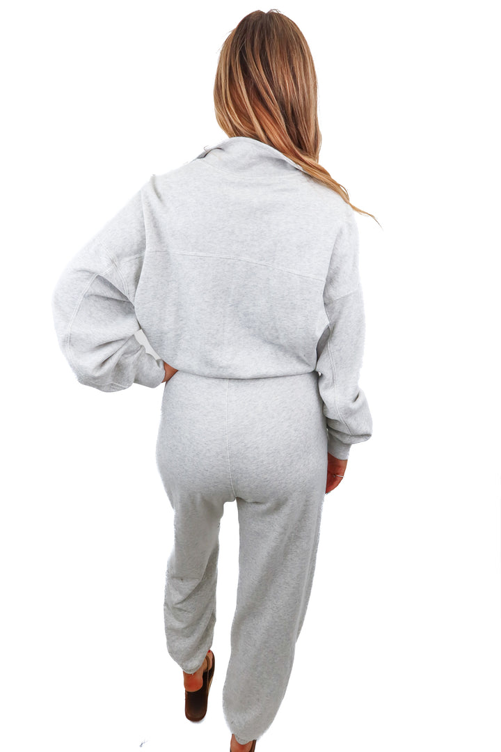 abercrombie & fitch light grey sweat jumpsuit (MT; retail $100)