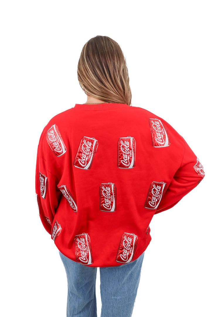 QUEEN OF SPARKLES coca cola red sequin crewneck (m)