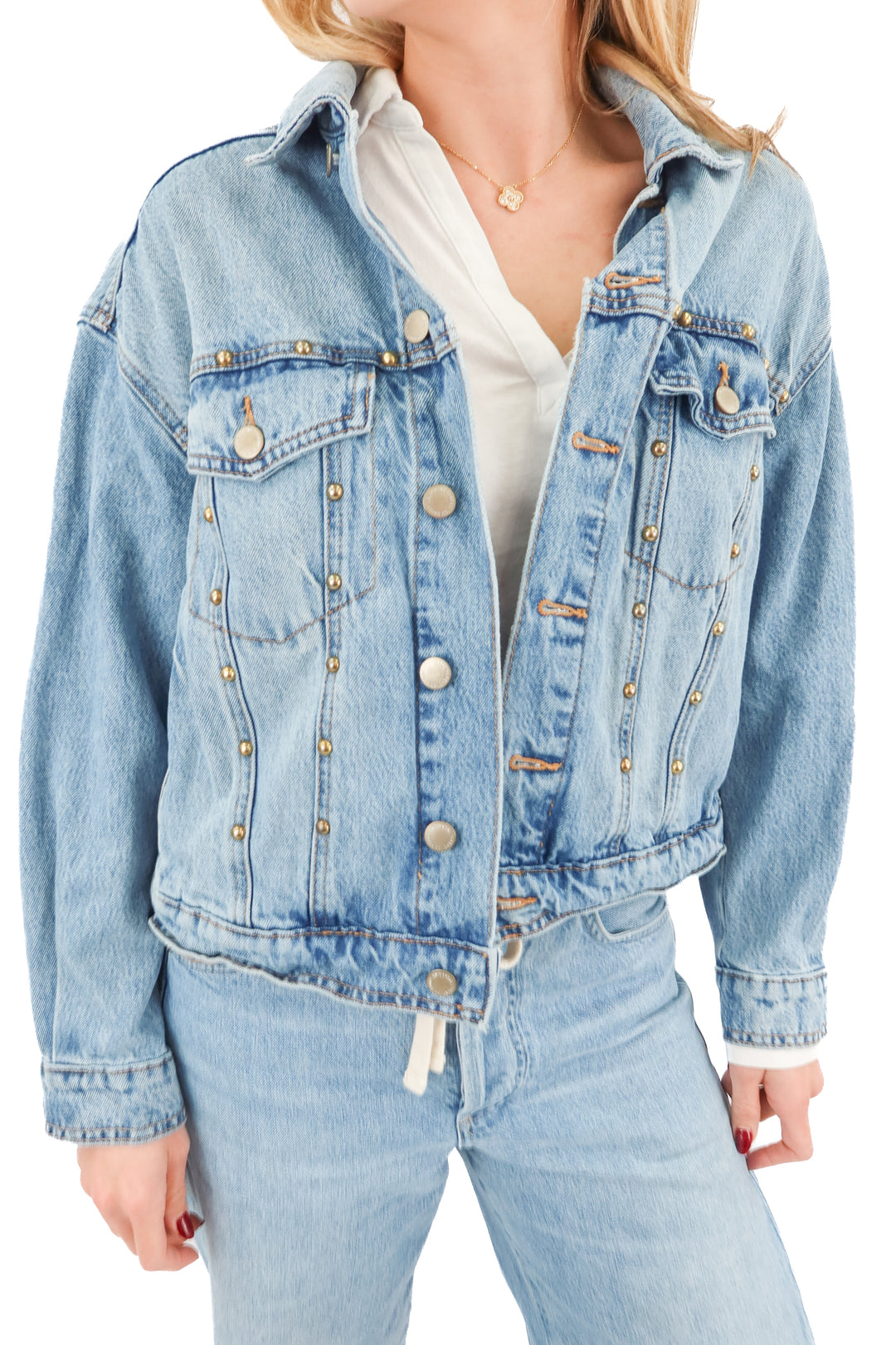 universal threads gold stud denim jacket (xs)