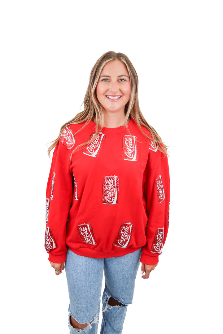 QUEEN OF SPARKLES coca cola red sequin crewneck (m)
