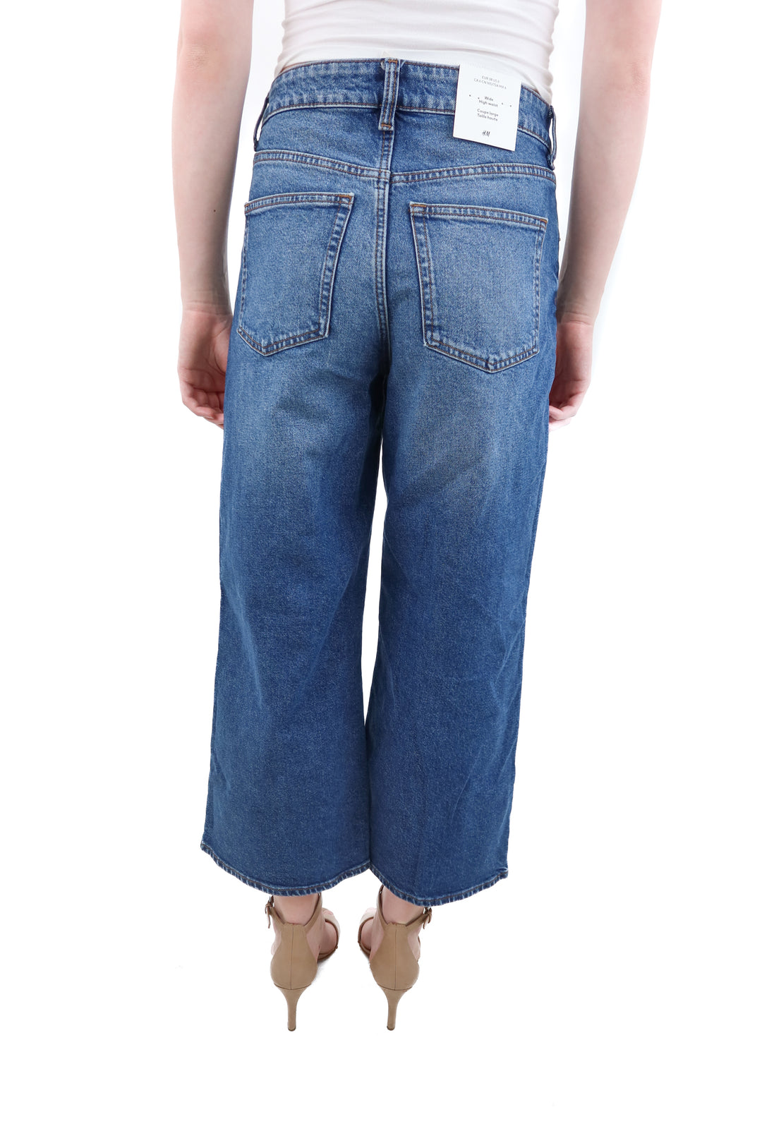 h&m medium wash high waist wide leg cropped jeans nwt (6)