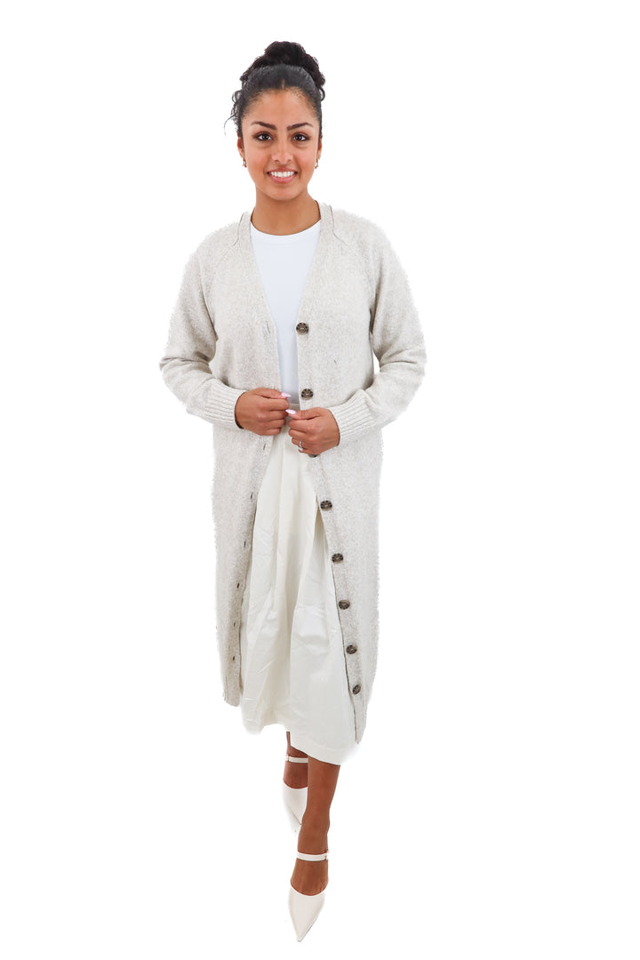 h&m long oatmeal cardigan NWT (xs)