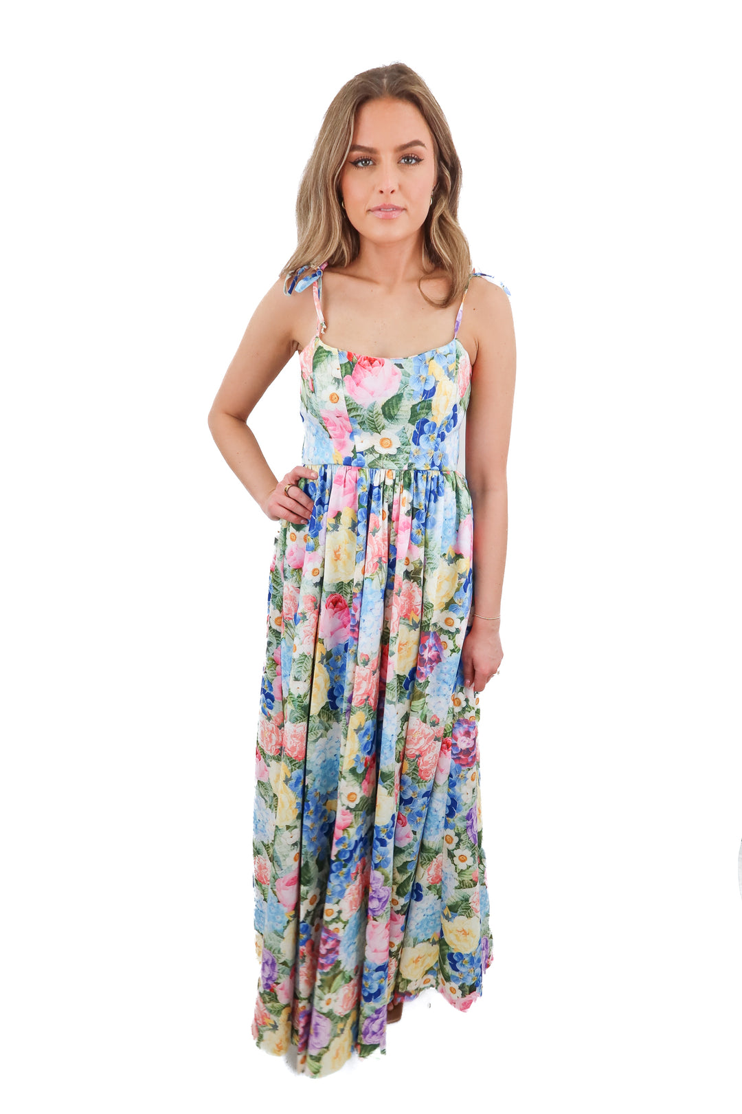 Show Me Your Mumu floral print maxi gown (XS; retail $378)