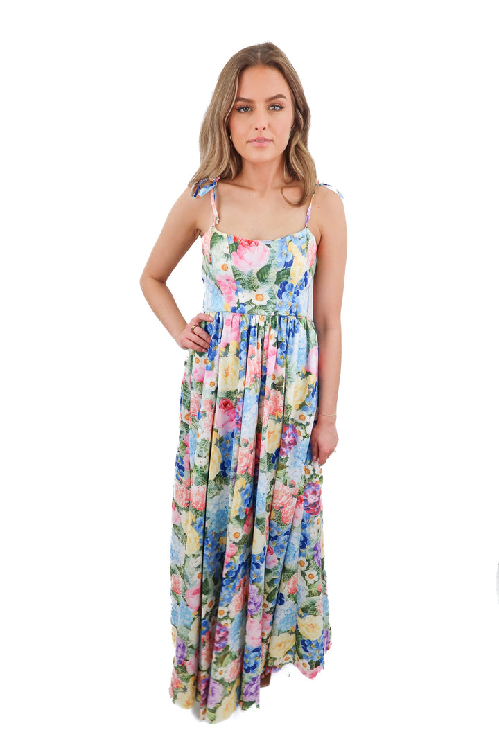 Show Me Your Mumu floral print maxi gown (XS; retail $378)