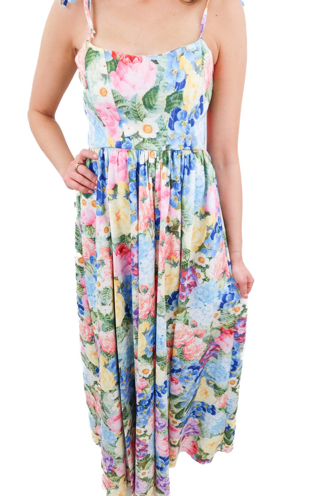 Show Me Your Mumu floral print maxi gown (XS; retail $378)