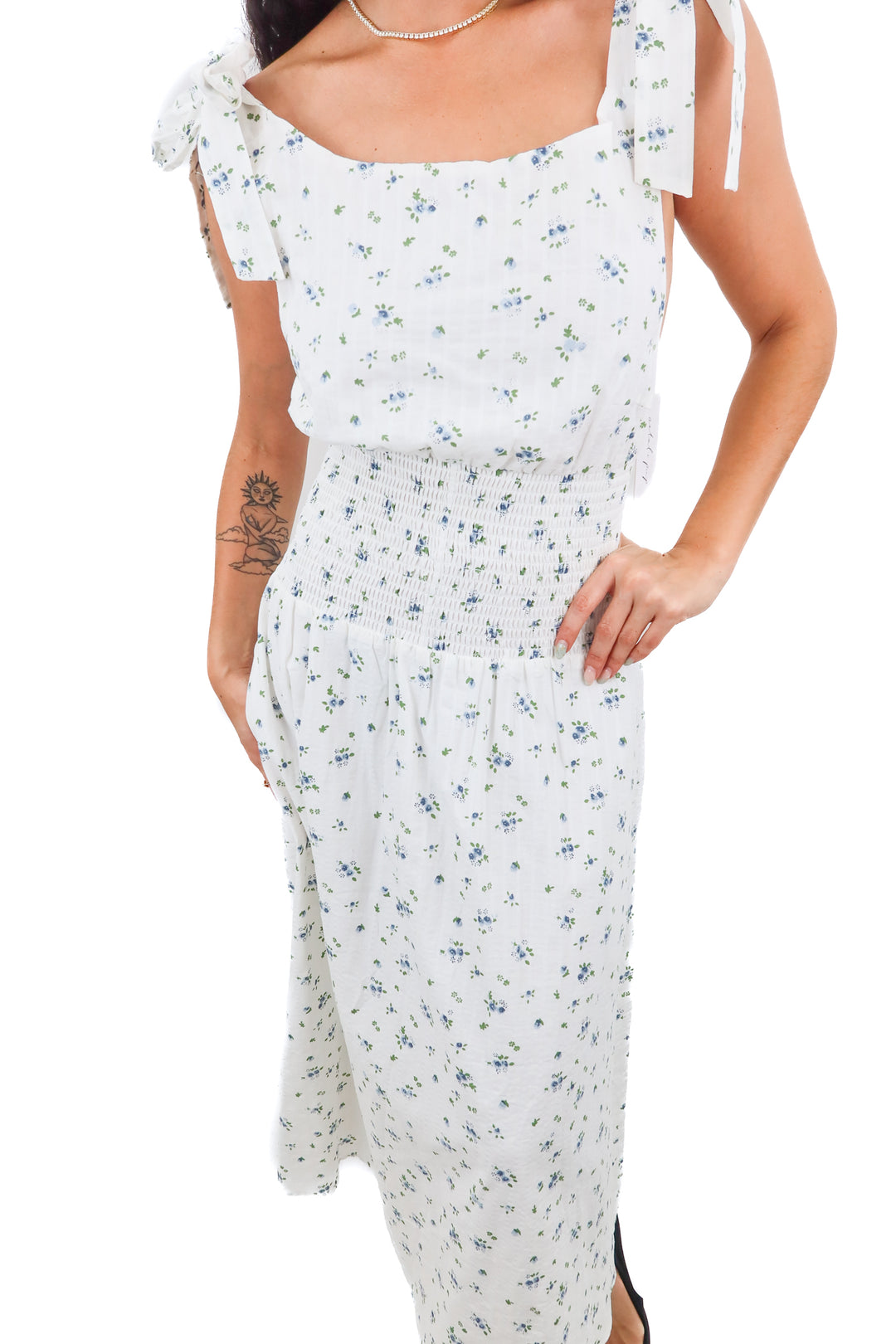 Petal & Pup Leticia blue floral ditsy maxi dress NWT (XS; retail $119)