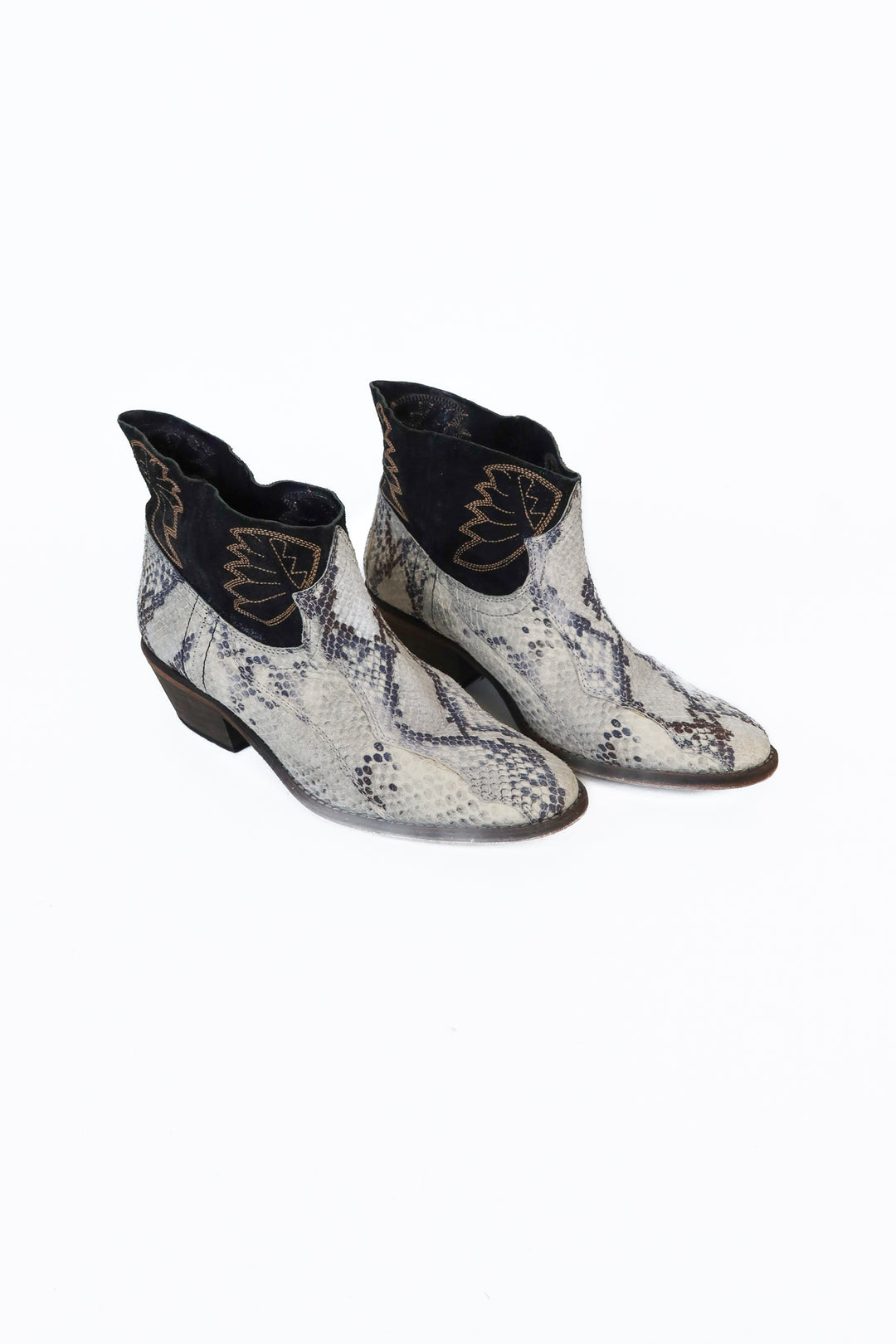 Free People Snakeskin and Black Booties (39)