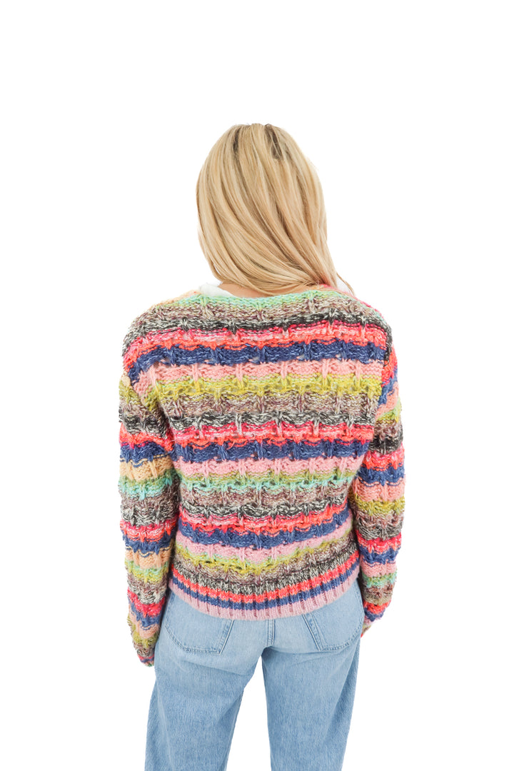 chunky multi color knit cardigan (s)