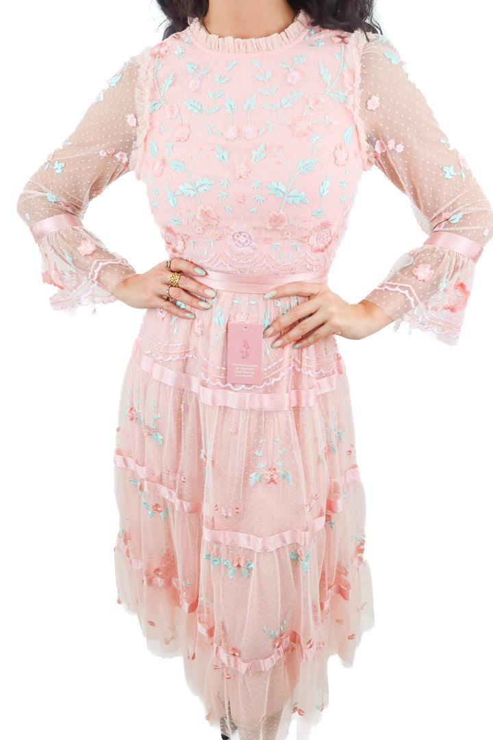 Ivy City Co. pink floral mockneck maxi dress NWT (XXS)