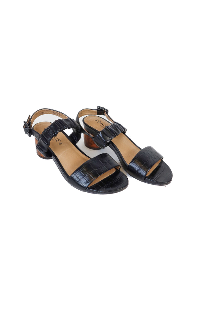Frankie4 black croc and tortoise heels (7.5; retail $195)