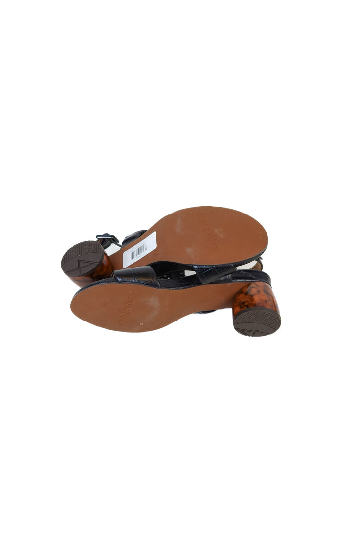 Frankie4 black croc and tortoise heels (7.5; retail $195)