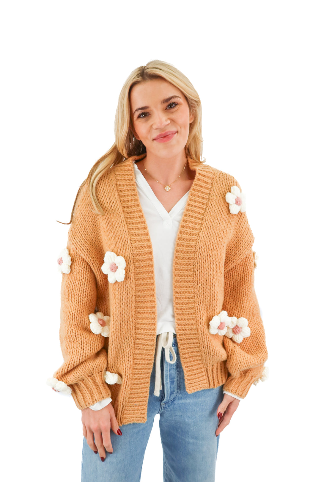 maeve brown 3d floral cardigan (os; retail $120)