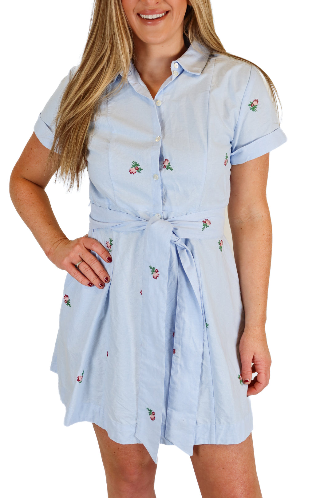 Hill House Home Light Blue Floral Dress (S)