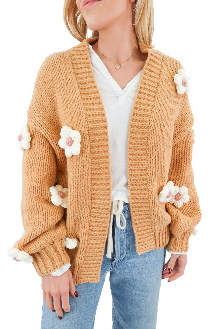maeve brown 3d floral cardigan (os; retail $120)