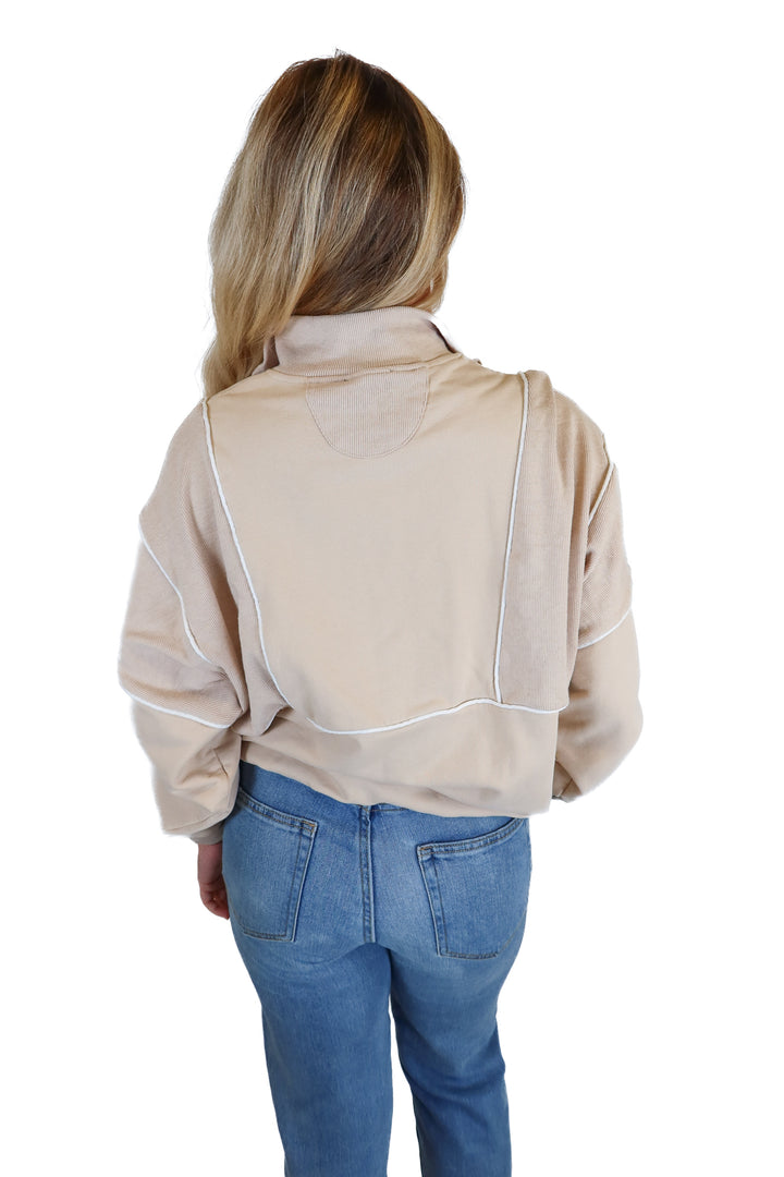 kittenish tan quarter zip sweatshirt (s)