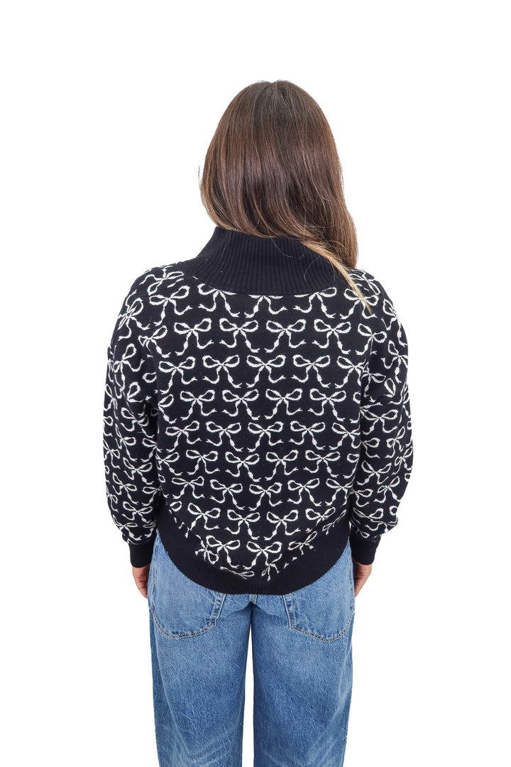 maeve black bow quarter zip (m; retail $178)