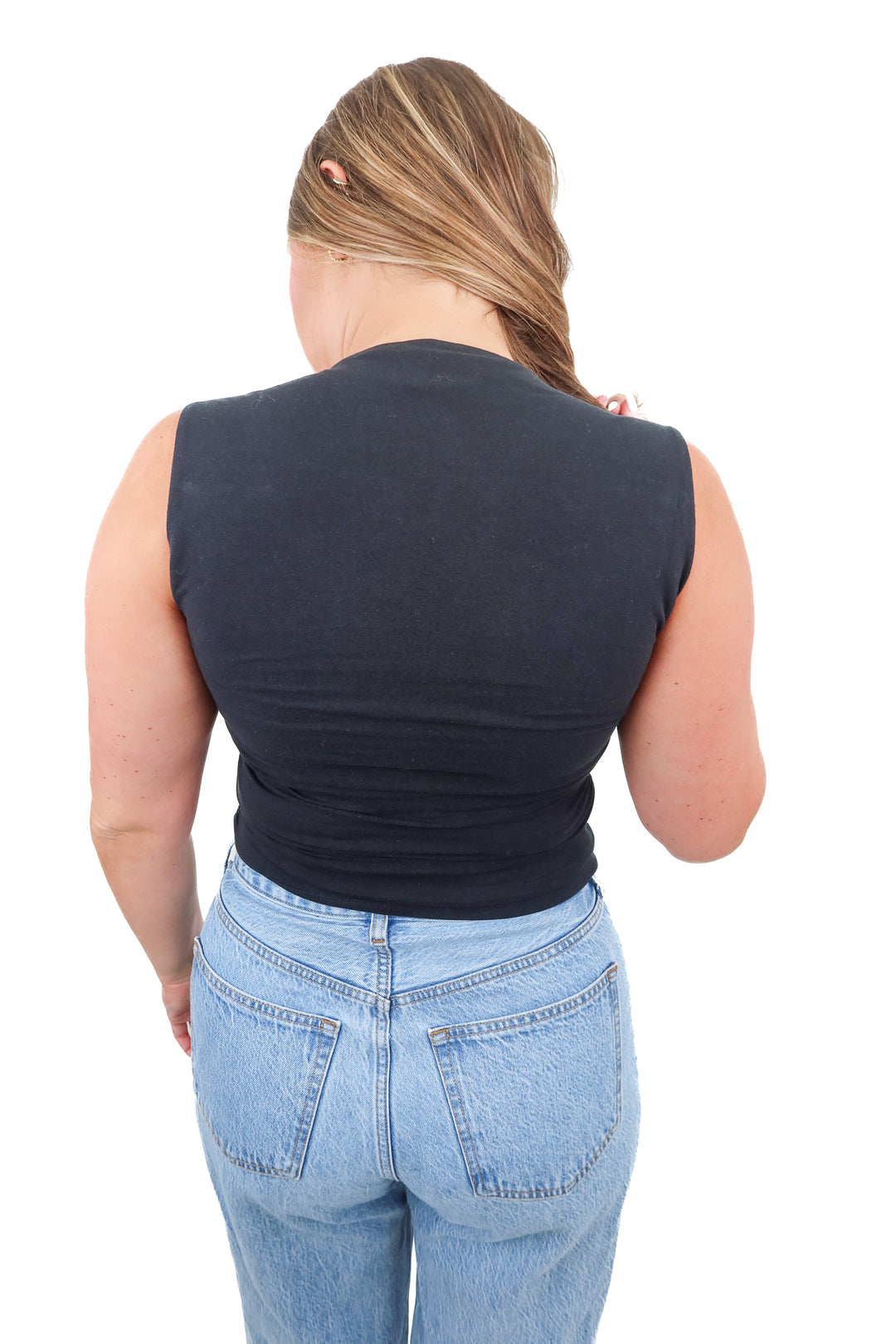 abercrombie & fitch black ruched sleeveless top (s; retail $40)