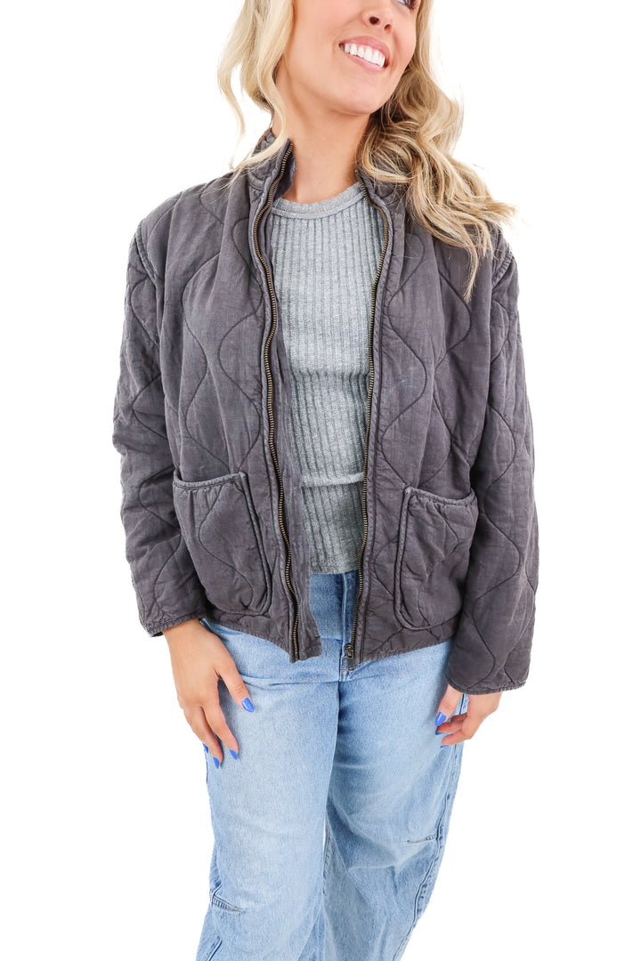 Rails dark grey quilted zip jacket (XS; retail $268)