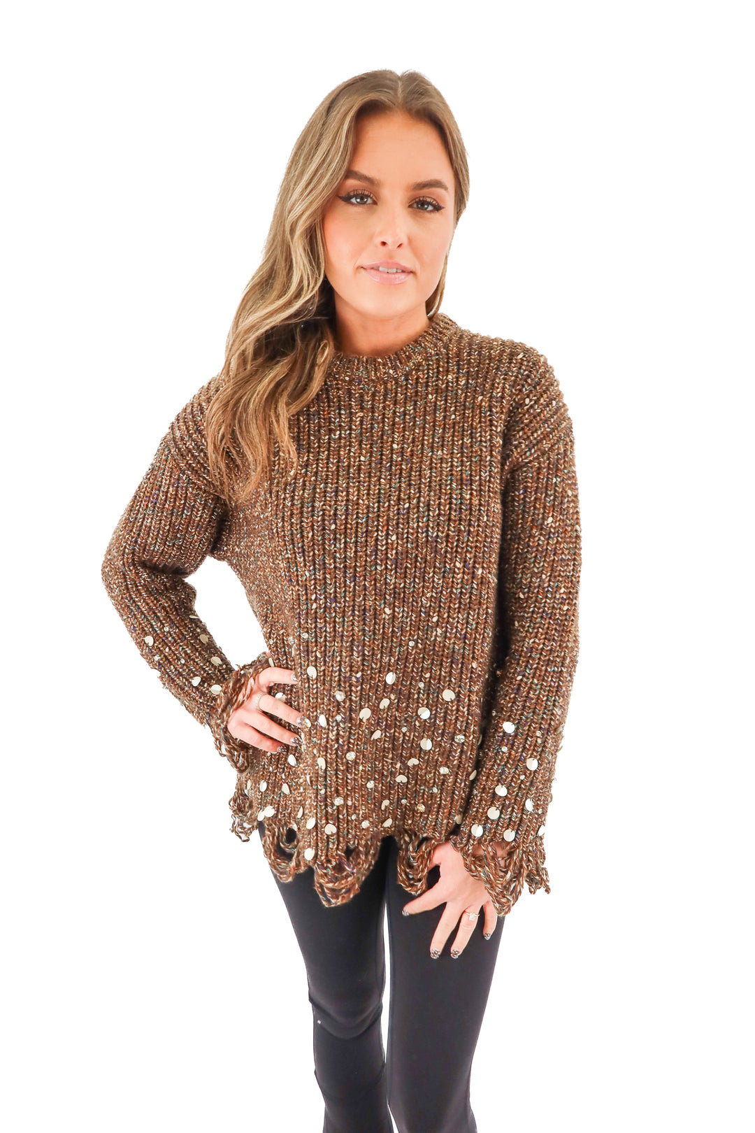 zara brown beaded/rhinestone sweater NWT (xs/s; retail $89.90)