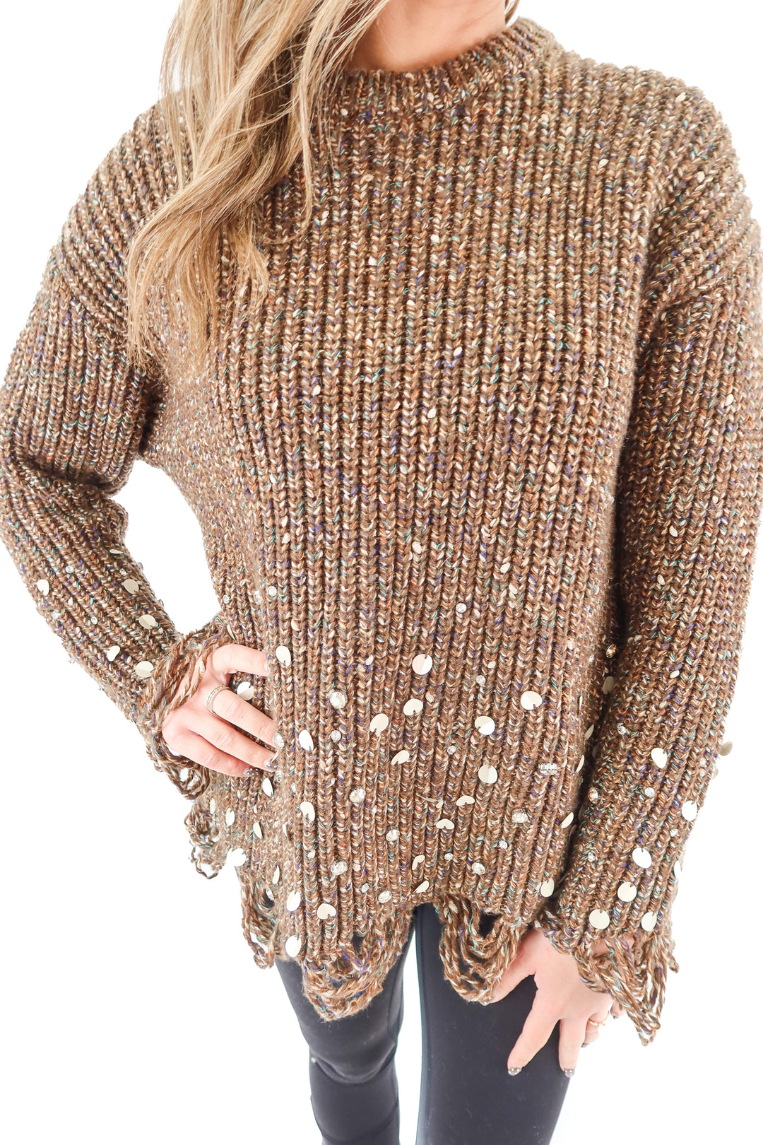 zara brown beaded/rhinestone sweater NWT (xs/s; retail $89.90)