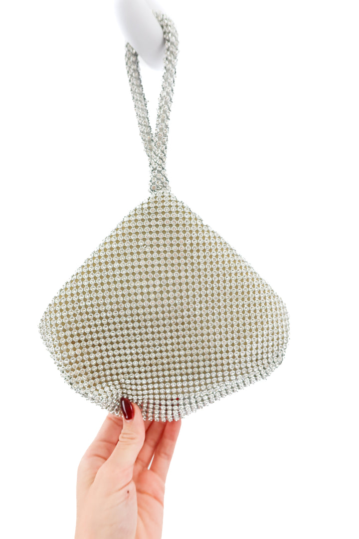 elegant rhinestone mesh evening bag