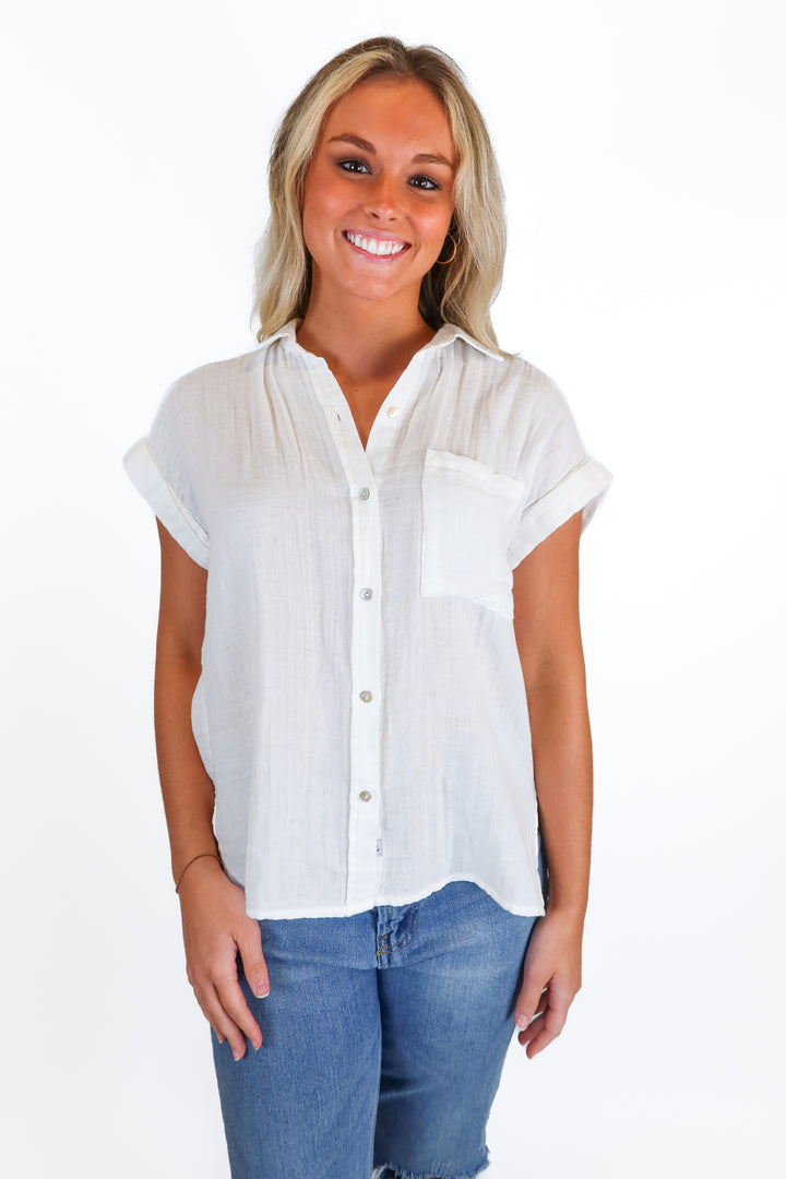 Rails White Short Sleeve Shirt (S)