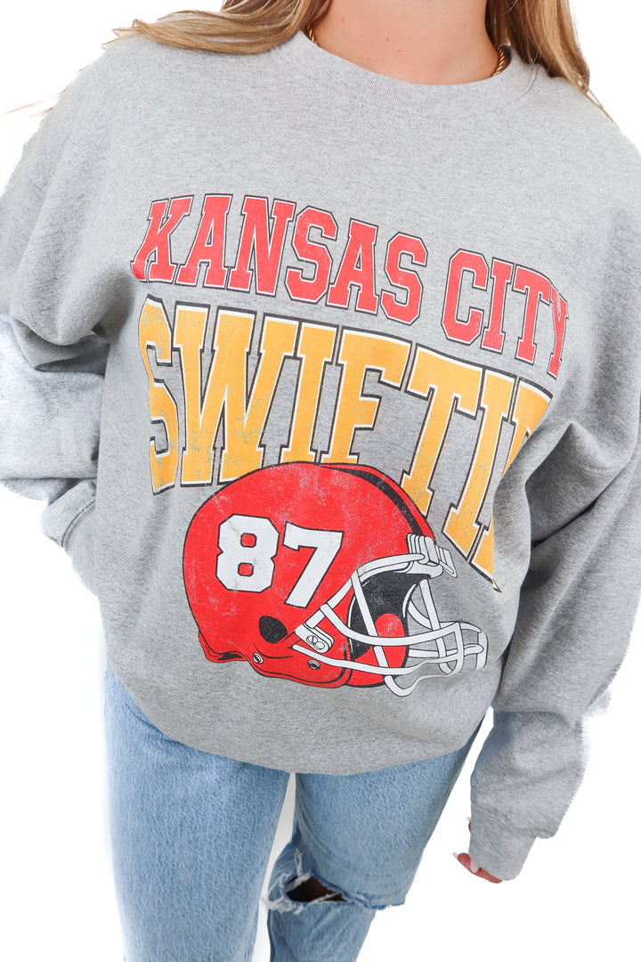 kansas city swiftie grey crewneck (XL)
