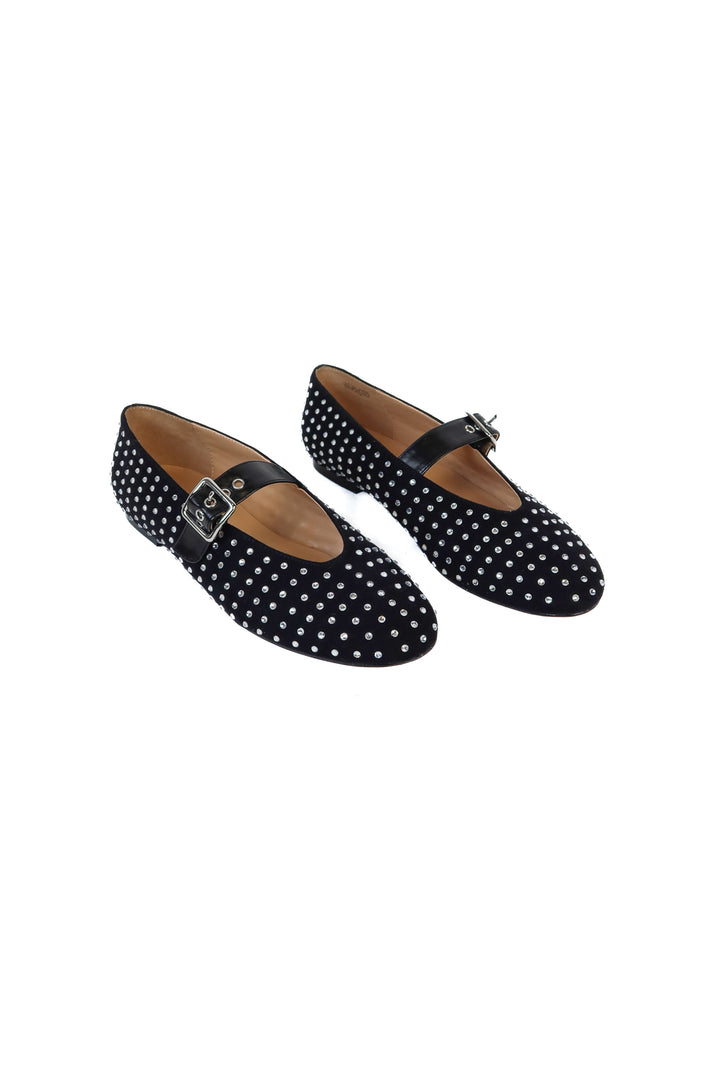 Ann Taylor Balck Rhinestone Studded Mary Jane Flats NWOT (7.5; retail $168)