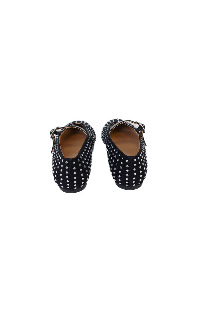 Ann Taylor Balck Rhinestone Studded Mary Jane Flats NWOT (7.5; retail $168)