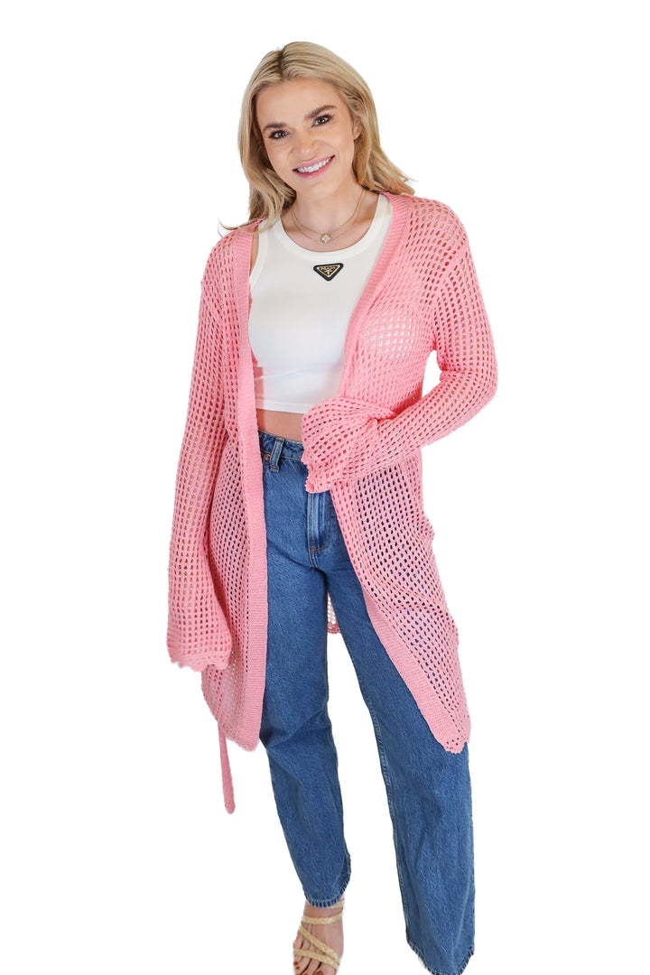 pink lily pink crotchet cardigan (s)