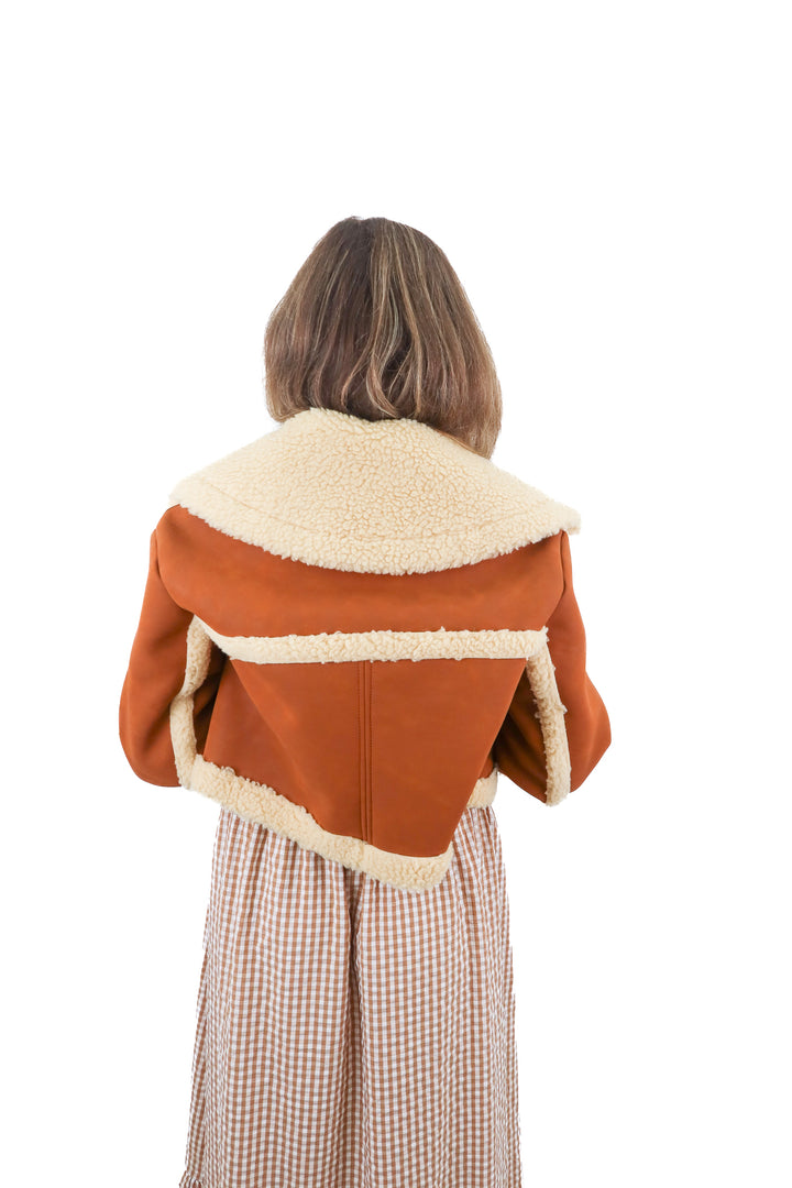 lacademie brown sherpa jacket NWT (xs; retail $318)